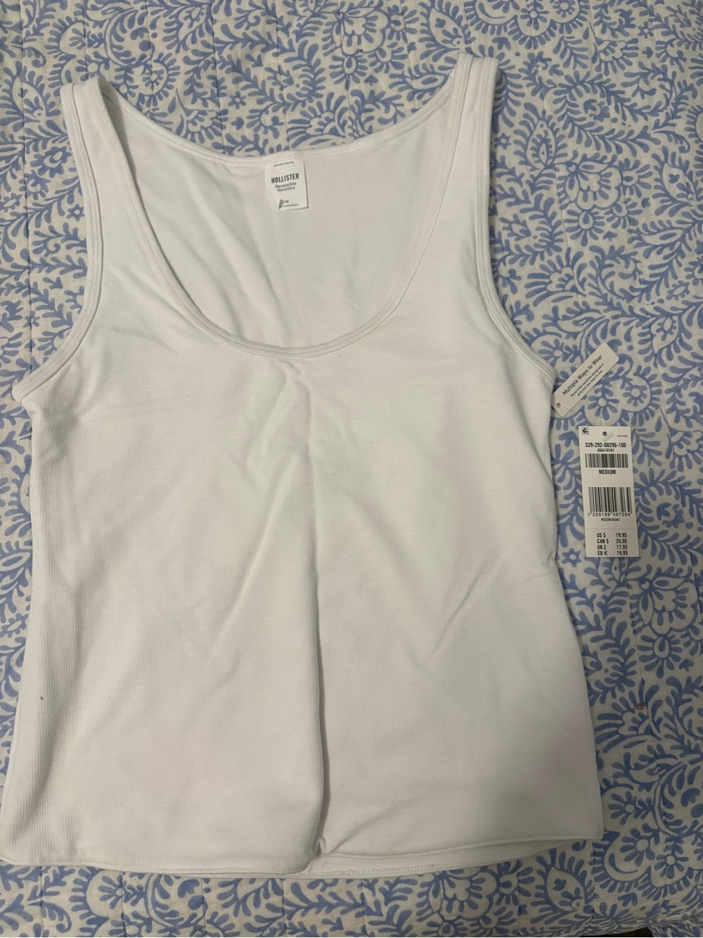 Hollister White Ribbed Scoop Neck Tank Top